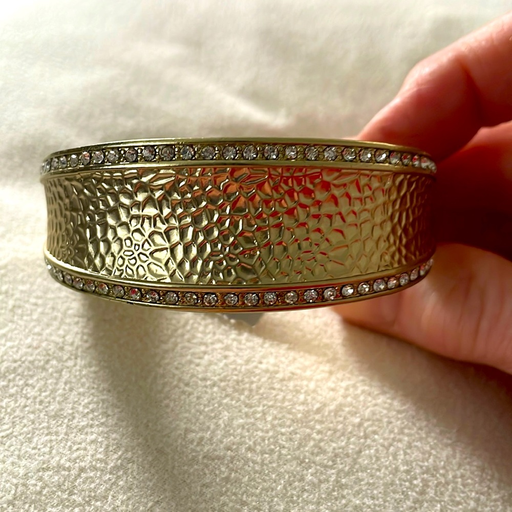 NWT Hugo Gold Tone Bracelet with CZ accents. Size 7